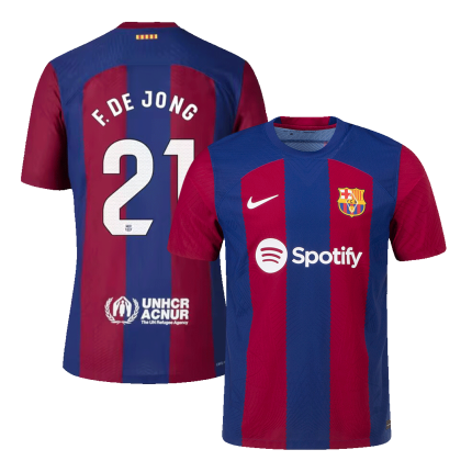 Men's Authentic F. DE JONG #21 Barcelona Home Soccer Jersey 2023/24 - Official Nike Dri-FIT