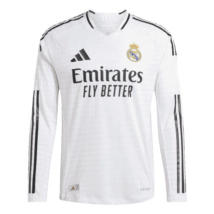 Men's Real Madrid 2024/25 Authentic Home Long Sleeve Soccer Jersey - Player Version Replica
